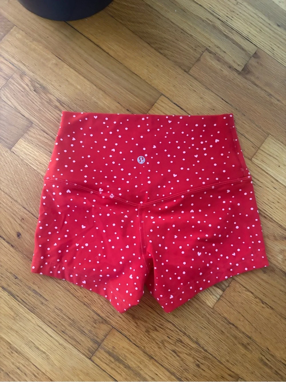 Lululemon Women's Red High-Rise Heart Dot Athletic Shorts